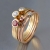 BIZOE, Biżuteria, Pierścionki, Komplet złotych pierścionków: turmalin, różowy szafir i brylanty