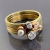 BIZOE, Biżuteria, Pierścionki, Komplet 5 złotych pierścionków: perła i 4 brylanty o łącznej masie 0,17 ct