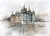 Zamek w Azay-le-Rideau - akwarela, oryginał 0095