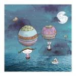 nocny lot balonem - ilustracja