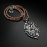 Bring Life - srebrny naszyjnik z opalem różowym i kamieniami słonecznymi - Fiann w Biżuteria/Naszyjniki