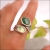 Ruban - srebrny pierścionek z awenturynem i oliwinem / Rivendell / Biżuteria / Pierścionki