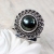 Srebrny, regulowany pierścionek z perłą - &quot;Czułe Słówka&quot;