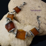 TanakaArt, bizuteria, bransolety, Jantar- Bransoleta z surowymi bry�ami