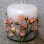 Świeca Osobista z łososiowymi różyczkami