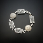 Zapisane w czasie - srebrna bransoletka ze skamieniałym koralem - Kornelia Sus w Biżuteria/Bransolety
