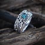 W zielonym sercu - srebrny pierścionek z turmalinem - Kornelia Sus w Biżuteria/Pierścionki