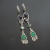 Kornelia Sus, Biżuteria, Kolczyki, W cieniu lipy - srebrne kolczyki z czarnym opalem ognistym, zielonym agatem i cyrkoniami