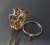Komplet 5 złotych pierścionków: topaz, rodolit, turmalin, cytryn i perła / BIZOE / Biżuteria / Pierścionki