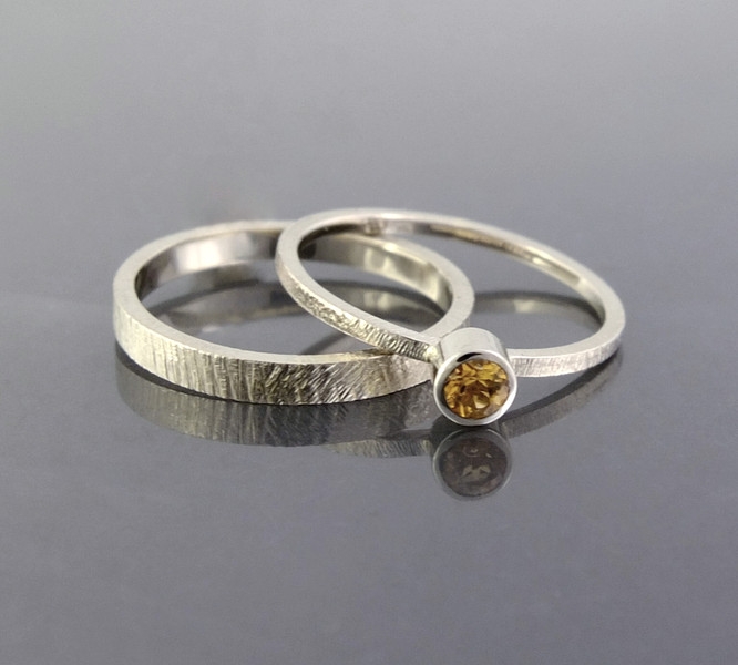 BIZOE - Obrączka i pierścionek z cytrynem / BIZOE / Biżuteria / Pierścionki