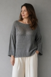 Szary pulower z bawełny i akrylu, z cekinami, rozmiar L/XL- gotowy do wysyłki - Knitwear Factory w Moda/Swetry i poncza