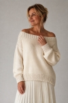 Ecru/ivory pulower z organicznej bawełny z cekinami, rozmiar M/L, gotowy do wysyłki - Knitwear Factory w Moda/Swetry i poncza