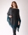Knitwear Factory, Moda, Swetry i poncza, Asymetryczne poncho z frędzlami wykonane z alpaki, wełny i wiskozy- womens poncho
