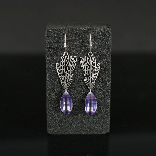 Lilac feathers - eleganckie, ażurowe kolczyki ze srebra. / Sztuk Kilka / Biżuteria / Kolczyki