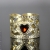 Malina Skulska, Biżuteria, Pierścionki, Ażurowy pozłacany pierścionek z sercem z granatu