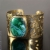 Złocona ażurowa bransoleta z malachitem / Malina Skulska / Biżuteria / Bransolety