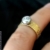Złocony ryflowany pierścionek z szarą perłą / Malina Skulska / Biżuteria / Pierścionki