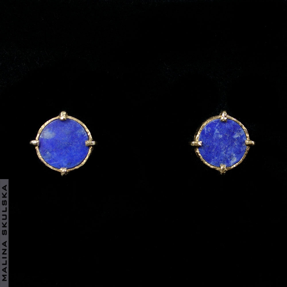 Pozłacane sztyfty z lapis lazuli / Malina Skulska / Biżuteria / Kolczyki
