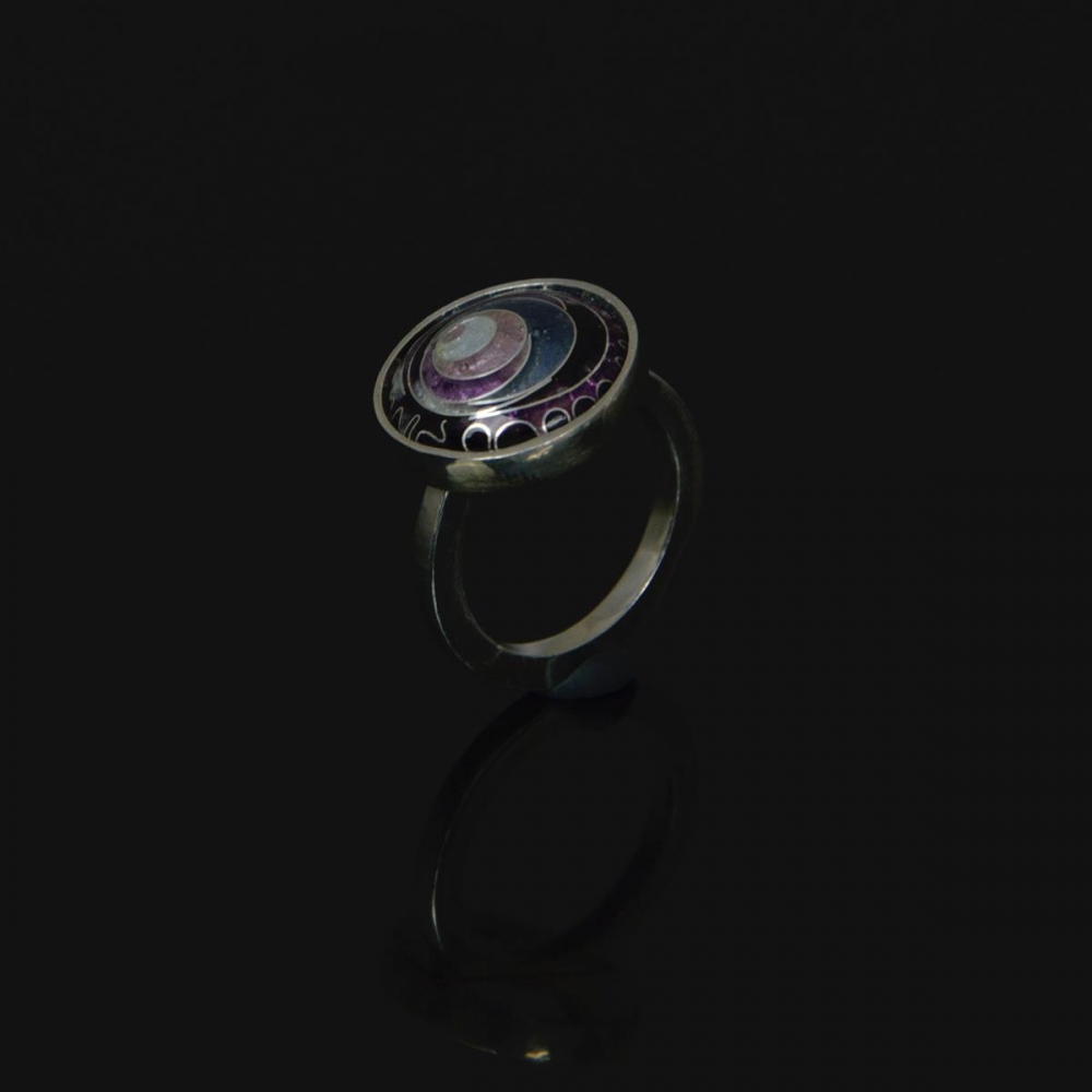 Srebrny pierścionek z kolorową emalią  / Anna Betley Enamel Art / Biżuteria / Pierścionki