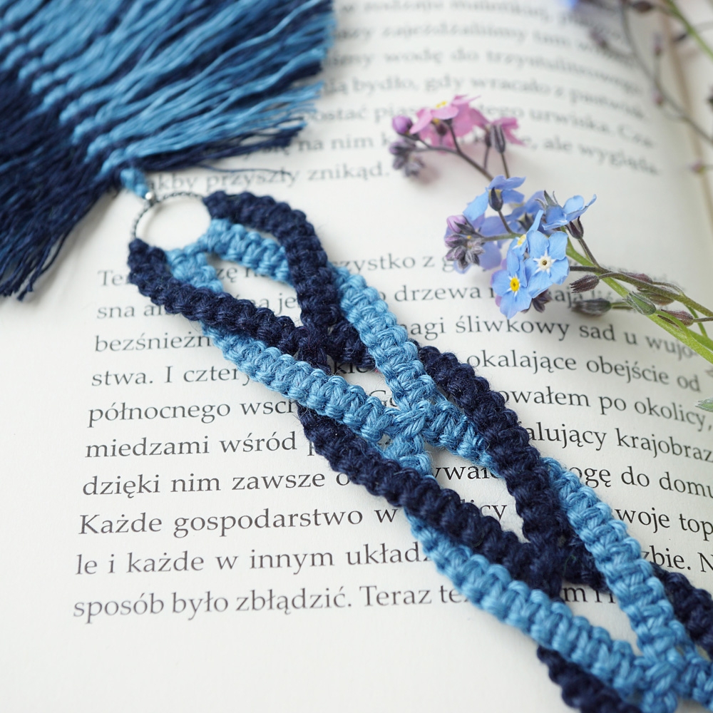 Blue sea - lniana zakładka do książki, makrama / Soft Things / Dekoracja Wnętrz / Inne