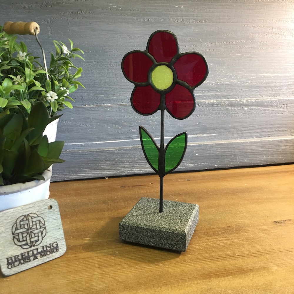 Witraż Kwiatek - czerwony / Breitling Glass And More / Dekoracja Wnętrz / Szkło