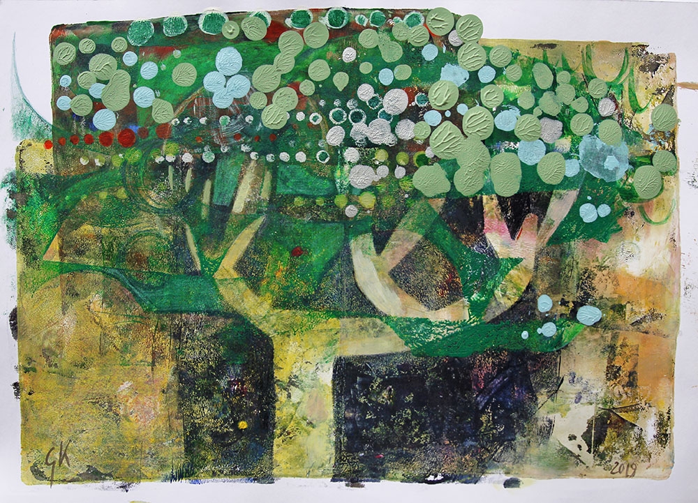 Drzewo szczęścia II - akryl, papier A3 / Gabriela Krawczyk / Dekoracja Wnętrz / Obrazy