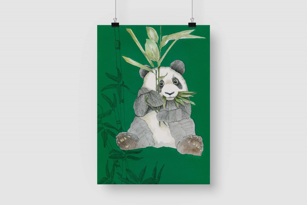 Plakat A3 "Panda" / Anna Bednarczyk Ilustracje / Dekoracja Wnętrz / Rysunki i Grafiki