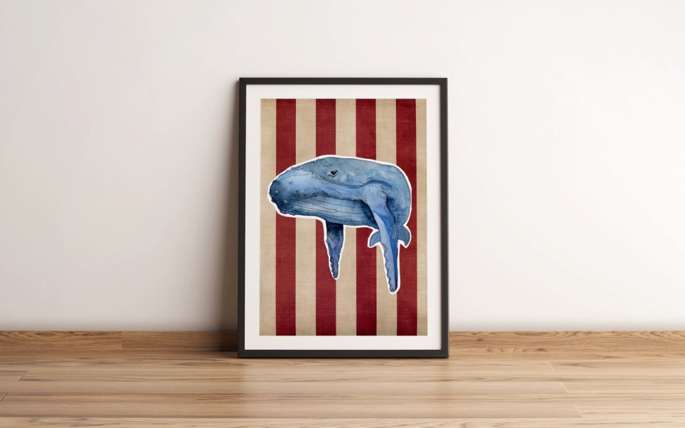 Plakat A3 "Wieloryb" / Anna Bednarczyk Ilustracje / Dekoracja Wnętrz / Rysunki i Grafiki
