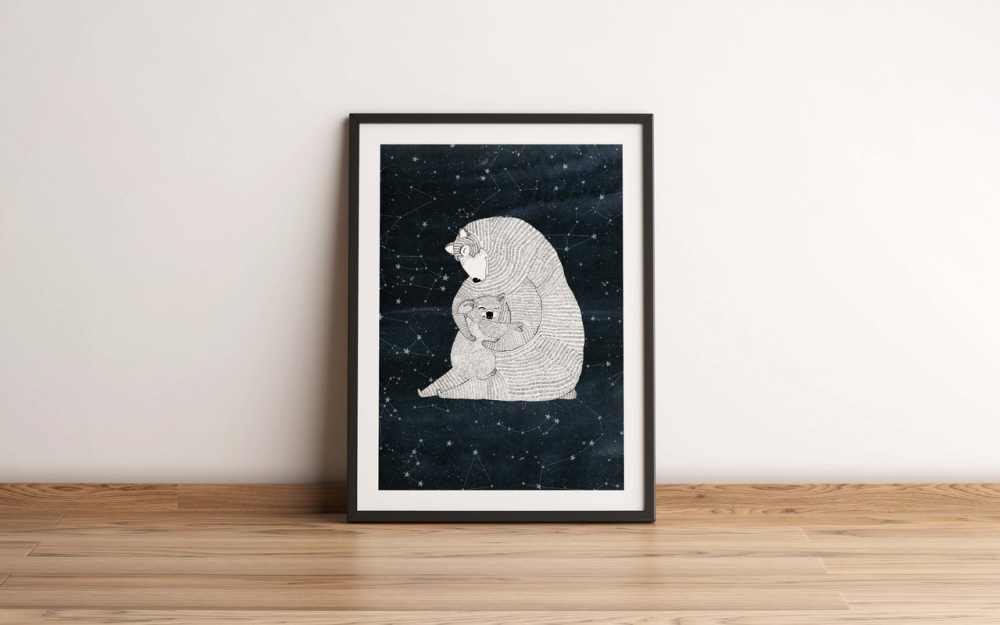 Plakat A3 "Niedźwiedzica i koala" / Anna Bednarczyk Ilustracje / Dekoracja Wnętrz / Szkło