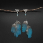 Flying - srebrne kolczyki z naturalnymi piórami - Fiann w Biżuteria/Kolczyki