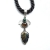 Rhea - srebrny wisior z azurytem, turmalinem i malachitem na grubym satynowym sznurze / Fiann / Biżuteria / Wisiory