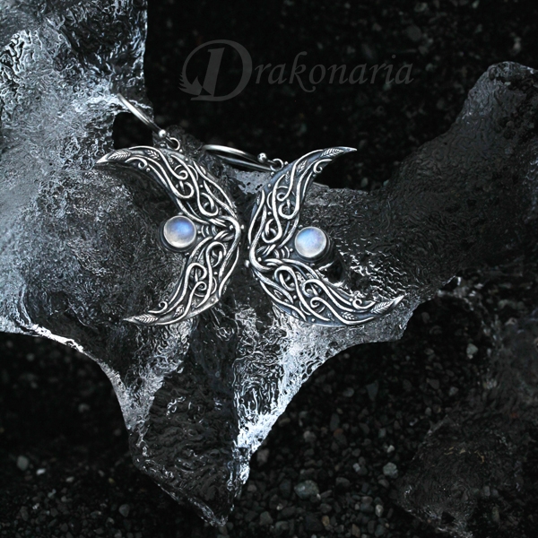 Sindarin - Ithil - srebro i kamień księżycowy / Drakonaria / Biżuteria / Kolczyki