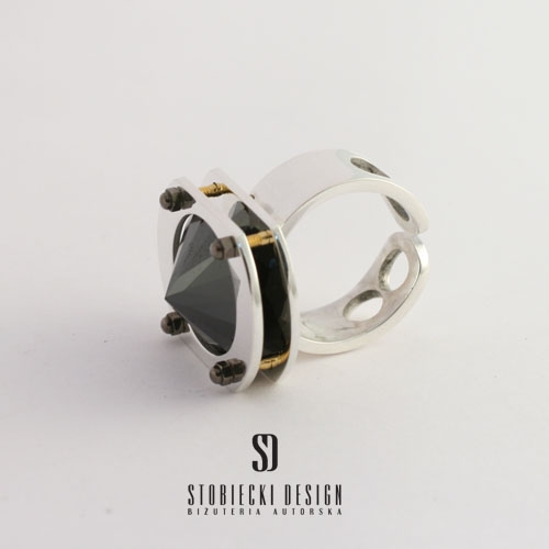 BLACK AGGRESSION- pierścionek srebrny z czarną cyrkonią / stobieckidesign / Biżuteria / Pierścionki