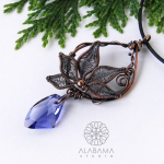 Copper flower - wyjątkowy, asymetryczny wisior z kryształem Swarovskiego