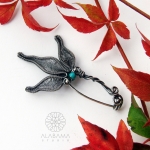 Turquoise flower - fantazyjna, srebrna broszka z kwiatem