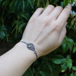 Złota konstelacja - minimalistyczna, srebrna bransoleta z motywem wire wrapping