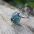 Z modrym okiem - minimalistyczny, srebrny pierścionek z surowym apatytem / Alabama Studio / Biżuteria / Pierścionki