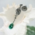Emerald sky - asymetryczne, srebrne kolczyki ze szmaragdowymi kryształami / Alabama Studio / Biżuteria / Kolczyki