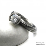 Mokume Gane pierścionek z diamentem 0,77ct - atelier Skrocki w Biżuteria/Pierścionki