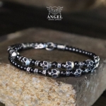 SKULL - bransoleta z szarego hematytu - Anioł w Biżuteria/Dla mężczyzn