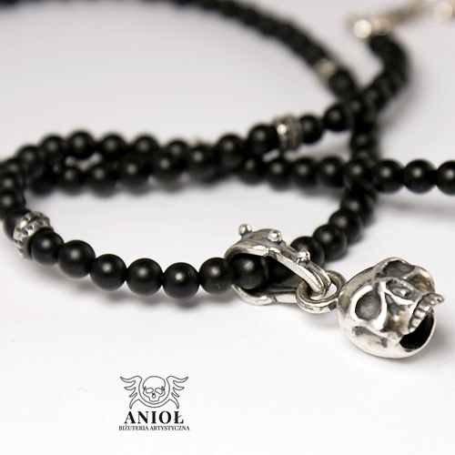 Black Onyx Skull  - naszyjnik  / Anioł / Biżuteria / Dla mężczyzn
