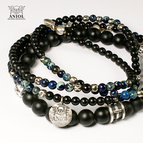 Black Onyx - komplet bransolet / Anioł / Biżuteria / Dla mężczyzn