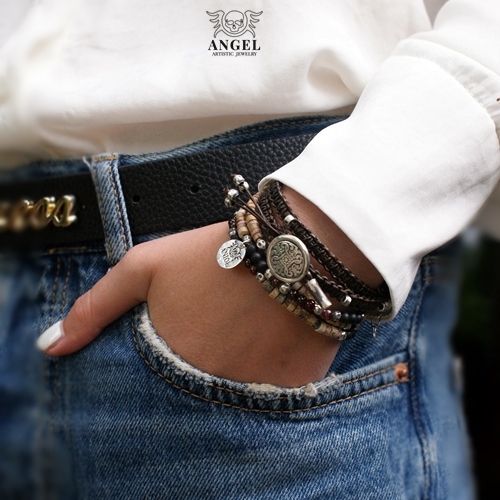 NOMADA (leather strap) - komplet bransolet / Anioł / Biżuteria / Bransolety