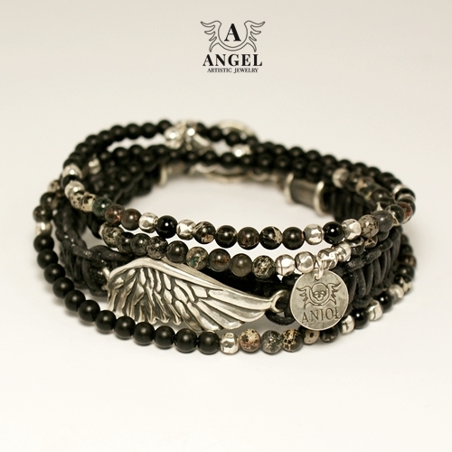 LIKE AN ANGEL (leather strap) - komplet 2 bransolet / Anioł / Biżuteria / Bransolety