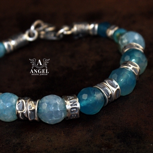 MY ANGEL - bransoleta z błękitnych agatów / Anioł / Biżuteria / Bransolety