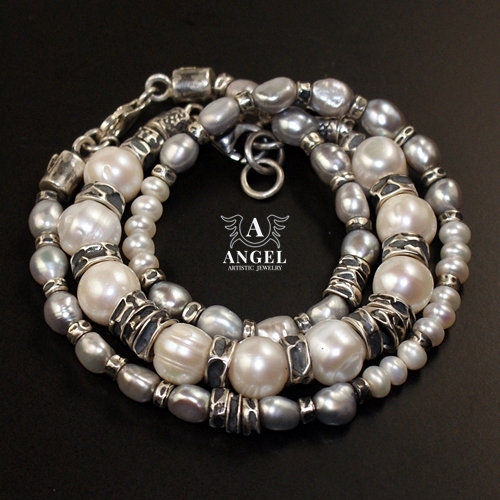 PEARLS - komplet bransolet z pereł / Anioł / Biżuteria / Bransolety