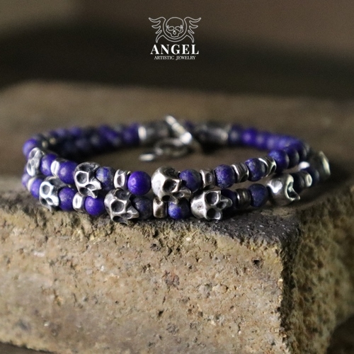 SKULL - bransoleta z lapis lazuli / Anioł / Biżuteria / Dla mężczyzn