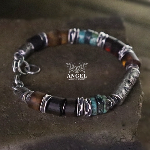 Amber & Turquoise -  bransoleta / Anioł / Biżuteria / Dla mężczyzn