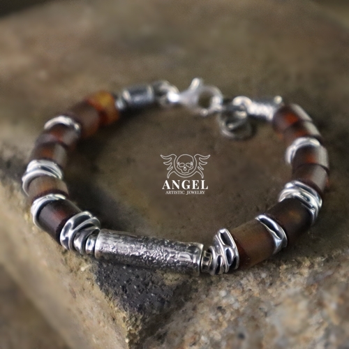 Baltic Amber -  bransoleta / Anioł / Biżuteria / Dla mężczyzn