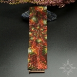 Jesienny Ornament IIIb, szeroka wyplatana bransoleta, beading - Sol w Biżuteria/Bransolety